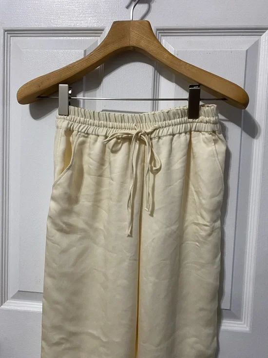 NWOT H&M Satin Wide-Leg Drawstring Trousers - Ecru/Cream XS - Picture 4 of 8
